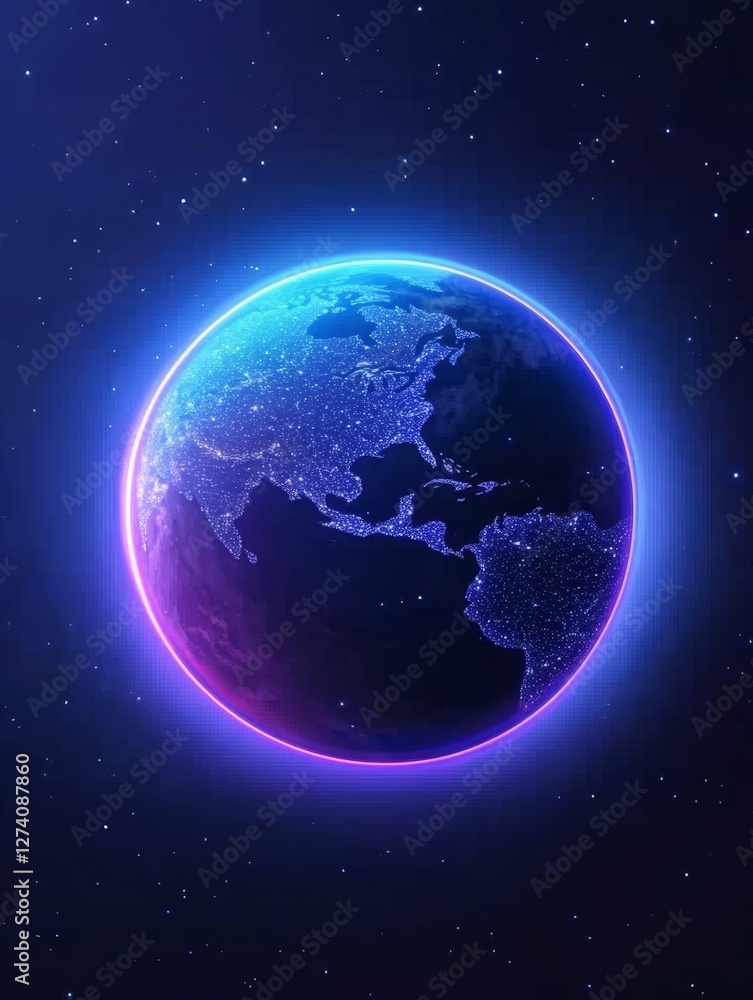 Glowing Earth Vibrant Planet - art depicting a glowing Earth, symbolizing technology, connection, globalization, innovation, and future Glowing Earth Vibrant Planet - art depicting a glowing Earth, symbolizing technology, connection, globalization, innovation, and future