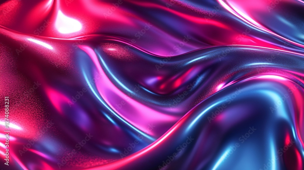 Obraz premium Vibrant Silk Texture with Vivid Colors in Shimmery Waves and Fluid Motion
