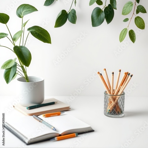 Wallpaper Mural Eco-Conscious Workspace: Biodegradable Pens and Notebooks Torontodigital.ca