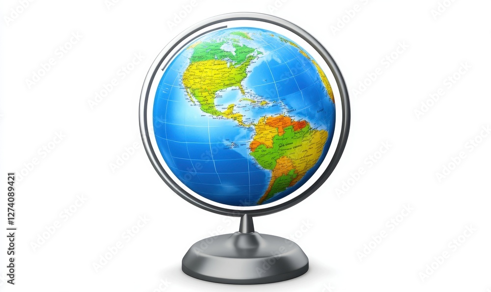 A detailed globe showcasing the Americas, highlighting geographical features and colors A detailed globe showcasing the Americas, highlighting geographical features and colors