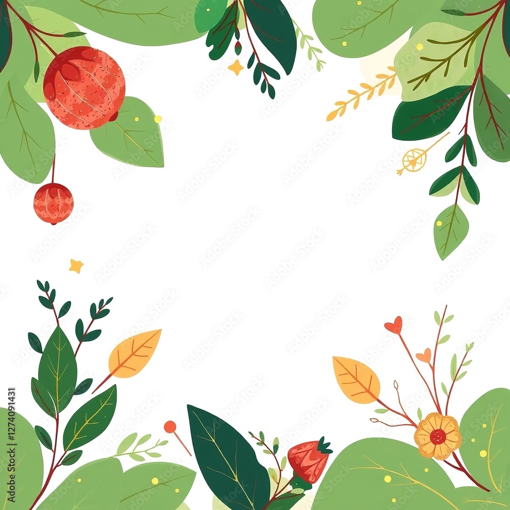 Fototapeta premium Festive Organic Illustrations with Gilded Accents