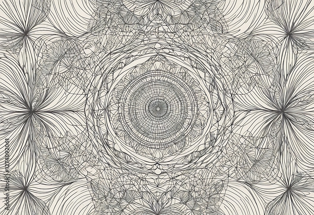 Fototapeta premium Intricate floral patterns and concentric circles creating a mesmerizing design