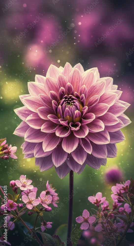 Enchanted Bloom: A Fusion of Dahlia Orchid and Cherry Blossom Enchanted Bloom: A Fusion of Dahlia Orchid and Cherry Blossom