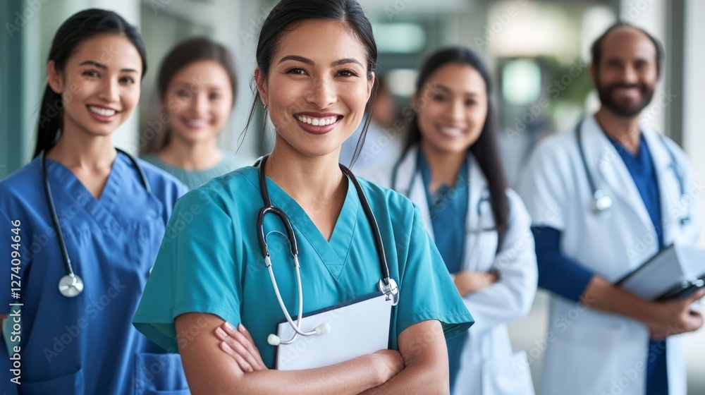 A group of medical elites stood together, smiling warmly and looking directly at the audience. A group of medical elites stood together, smiling warmly and looking directly at the audience.