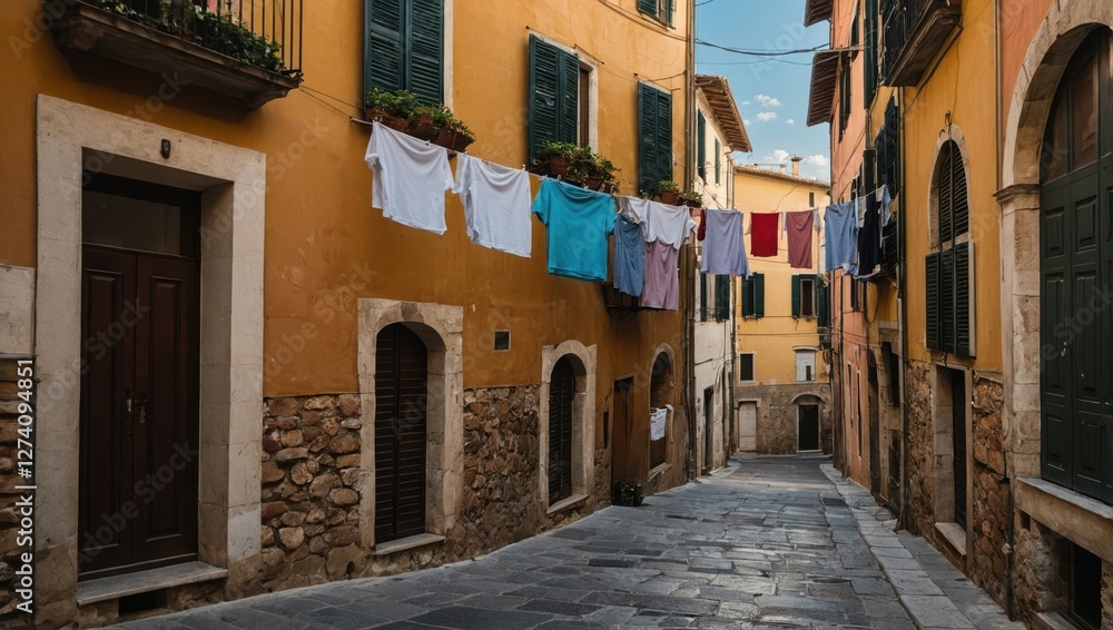 Laundry hanging out in the streets of the old town Laundry hanging out in the streets of the old town