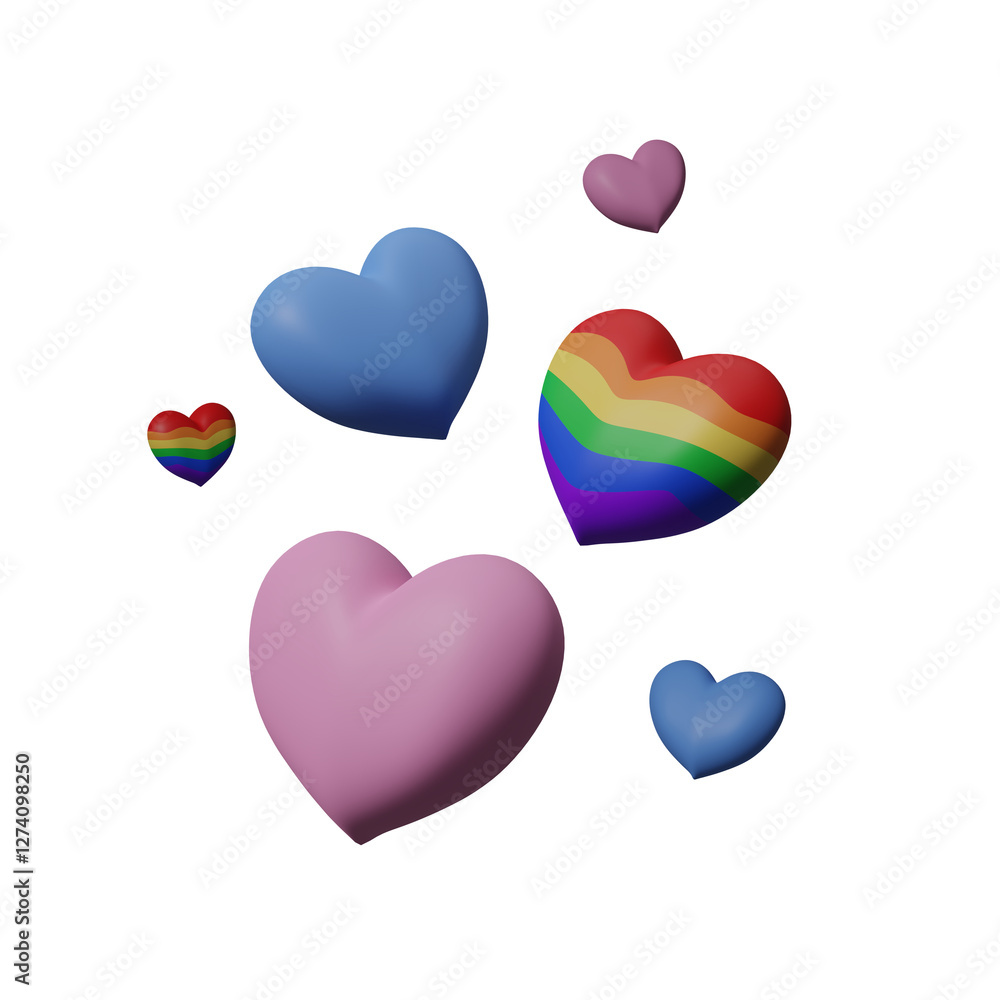 Heart shape icon isolated on transparent background. Transgender concept. Equality, Equity and Diversity. LGBT rights, Equal opportunities and respective needs. Transsexual pride symbol. 3d rendering Heart shape icon isolated on transparent background. Transgender concept. Equality, Equity and Diversity. LGBT rights, Equal opportunities and respective needs. Transsexual pride symbol. 3d rendering