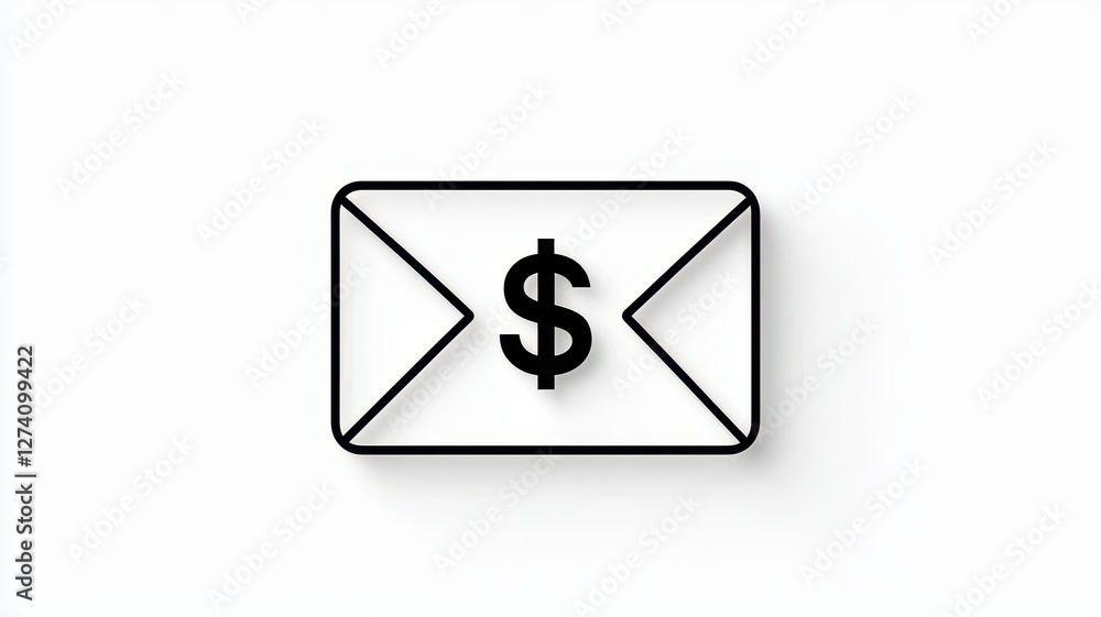 Online Payment Systems. Envelope with a dollar sign, representing financial communication or money transfer. Online Payment Systems. Envelope with a dollar sign, representing financial communication or money transfer.