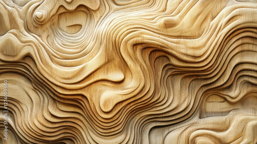 Layered wood surface with intricate D patterns, creating a bold and modern abstract background in warm tones Layered wood surface with intricate D patterns, creating a bold and modern abstract background in warm tones