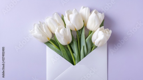 Wallpaper Mural a white envelope with white tulip flowers Torontodigital.ca