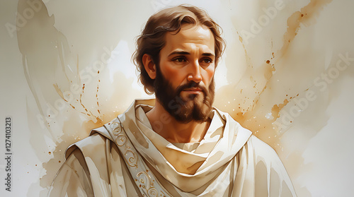 Watercolor Potrait of Daniel, Old Testament Biblical Figure
