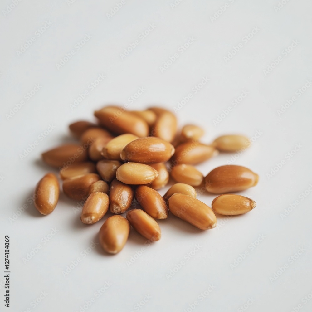 Pile of Acorns on White Background, Autumn Harvest Pile of Acorns on White Background, Autumn Harvest