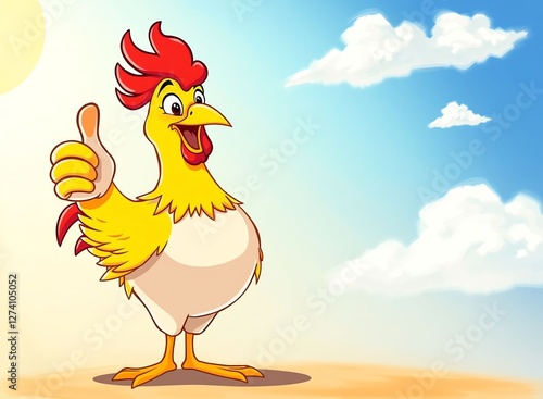 an image of a cartoon chicken giving a thumbs up, there is a cartoon chicken that is giving a thumbs up photo