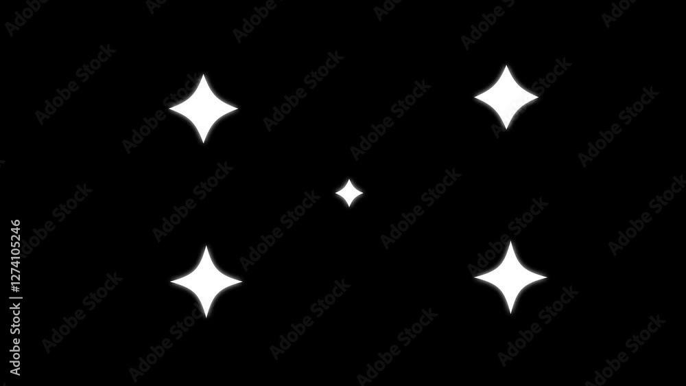 Twinkling Stars Flat Cartoon Glittering Animation on Transparent black Background 4K Twinkling Stars Flat Cartoon Glittering Animation on Transparent black Background 4K