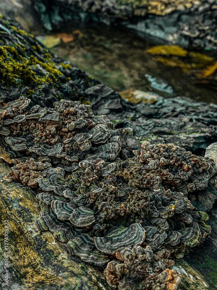 Wood and mushroom texture