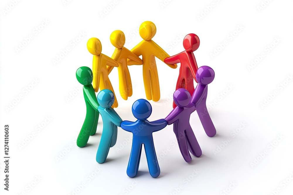 Rainbow Connection, Colorful Figures in a Circle, Symbolizing Unity, Diversity, and Collaboration for a Stronger Future Together, Rainbow Connection, Colorful Figures in a Circle, Symbolizing Unity, Diversity, and Collaboration for a Stronger Future Together,