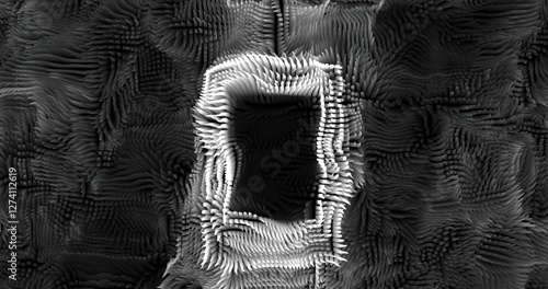 In shades of grey abstract texture created with Gradient flow and 3D structure imitate the movement of liquid or wind. Vibrant colors, volumetric waves and digital noise create a sense of depth and dy