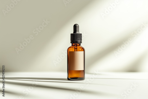 Wallpaper Mural Minimalist skincare product bottle standing upright with a soft shadow on a clean white background Torontodigital.ca