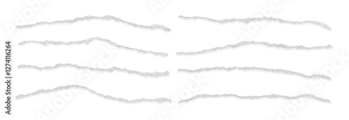 Realistic set of ripped white paper sheets. Vector torn blank pieces of pages with uneven texture edges. Damaged letter, document mockup, newspaper cutout, grungy typography design scraps