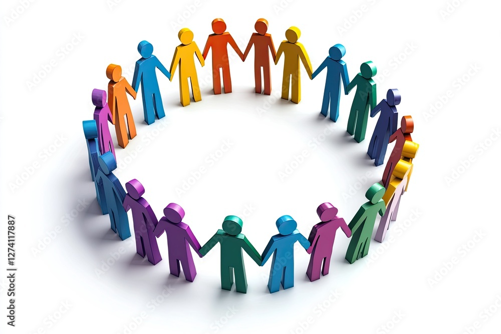 Colorful Community, Diverse People Holding Hands in a Circle, Symbolizing Unity, Cooperation, and Global Connection, Colorful Community, Diverse People Holding Hands in a Circle, Symbolizing Unity, Cooperation, and Global Connection,