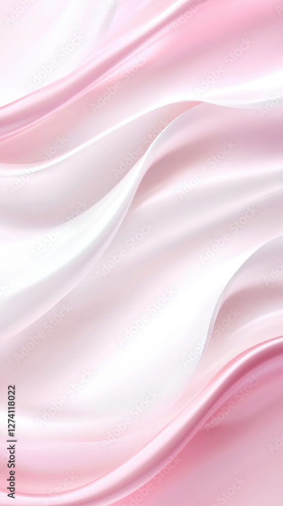 Obraz premium Soft pink and white silk fabric waves create gentle, flowing texture. delicate colors blend harmoniously, evoking sense of calm and elegance