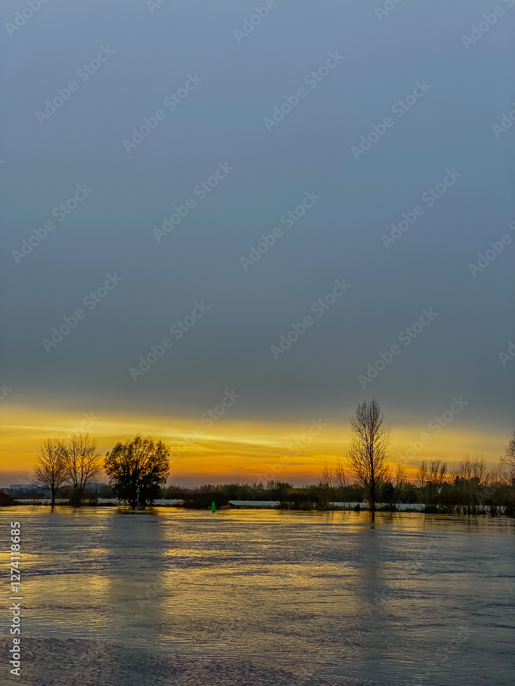 sunset over the river