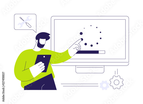 Remote troubleshooting abstract concept vector illustration.