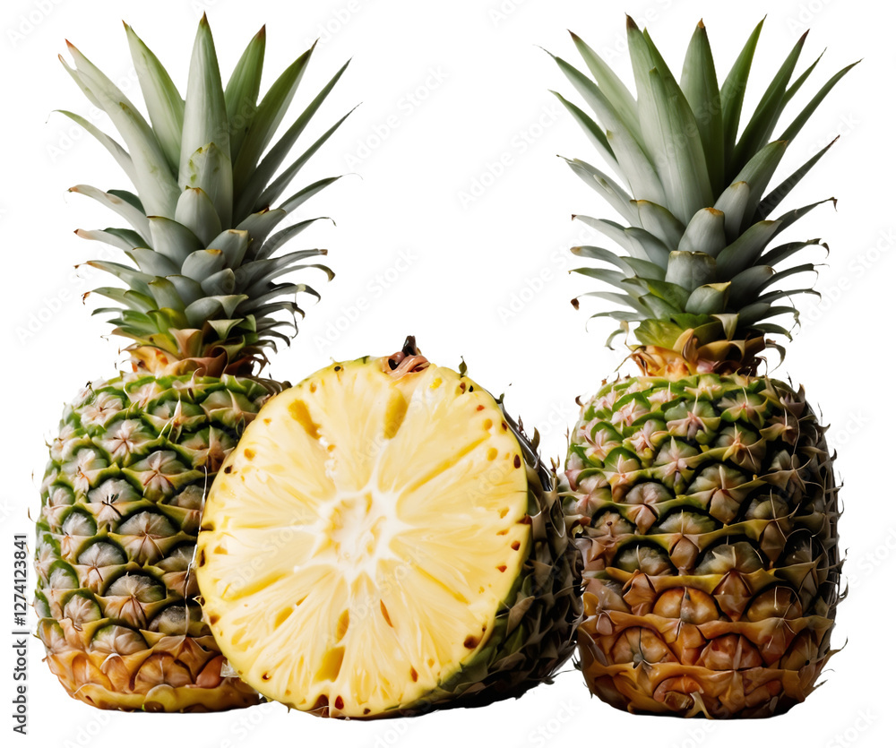 Pineapples Isolated on a Transparent Background Pineapples Isolated on a Transparent Background