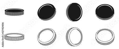 coin icon set vector illustration isolated on white background.