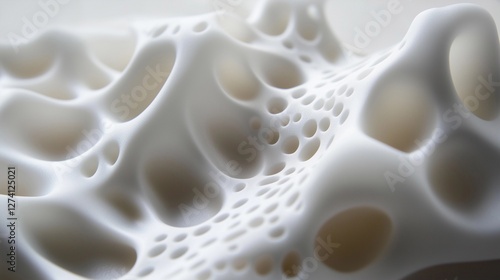Close-up view of intricate medical-grade silicone molded into a unique porous structure highlighting its texture and design