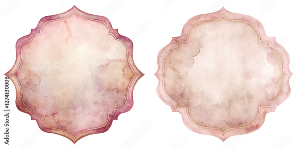 Fototapeta premium Watercolor frame design, soft pastel colors, elegant shape, artistic background, versatile for invitations, branding use.
