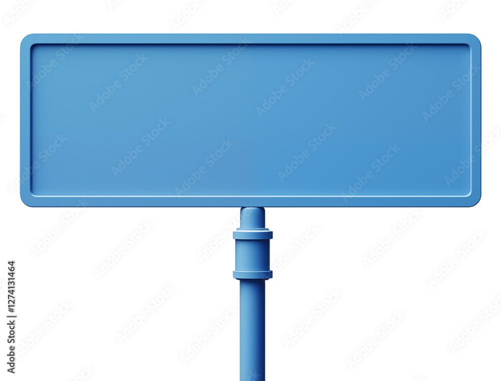 Fototapeta premium Blue blank street sign isolated on a transparent background, front view. Generative ai