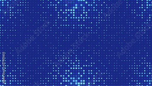 Abstract. Blue Digital Pixel Pattern Background. Technology or Science Research Presentation Backdrop.