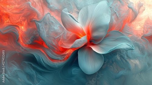 Abstract Flower in Smoke, Artistic Design, Background Texture
