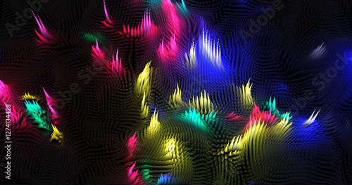 Colorful abstract texture created with Gradient flow and 3D structure imitate the movement of liquid or wind. Vibrant colors, volumetric waves and digital noise create a sense of depth and dynamics. I