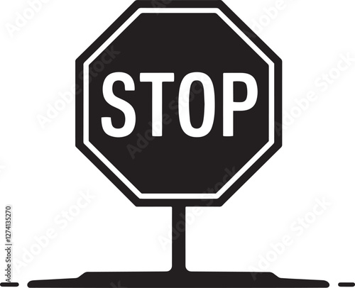 Stop road sign warning caution vector illustration