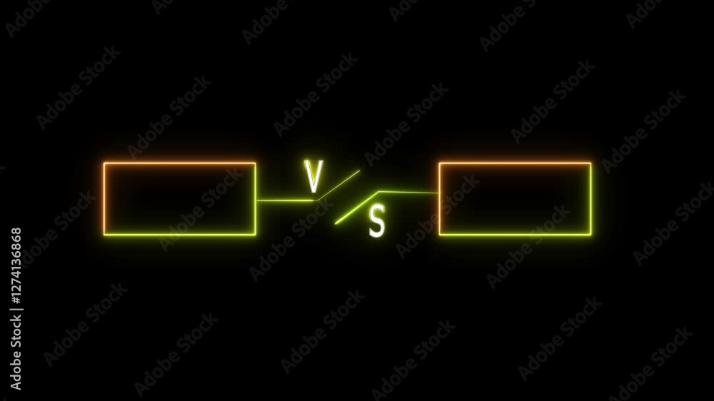 green and yellow Neon glowing VS versus bars icon. Versus bars neon side line with rectangle frame. , competition, duel, or comparison. Neon banner Announcement of two fighters. green and yellow Neon glowing VS versus bars icon. Versus bars neon side line with rectangle frame. , competition, duel, or comparison. Neon banner Announcement of two fighters.