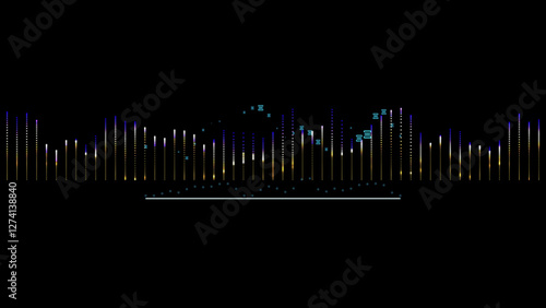 Sound waves equalizer. Abstract colorful sound wave visualizer. Colorful music beats by vibrant sound waves on a black background
