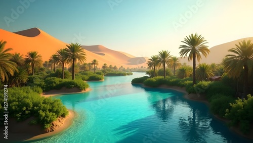 Wallpaper Mural  a tranquil oasis nestled within a desert valley Torontodigital.ca