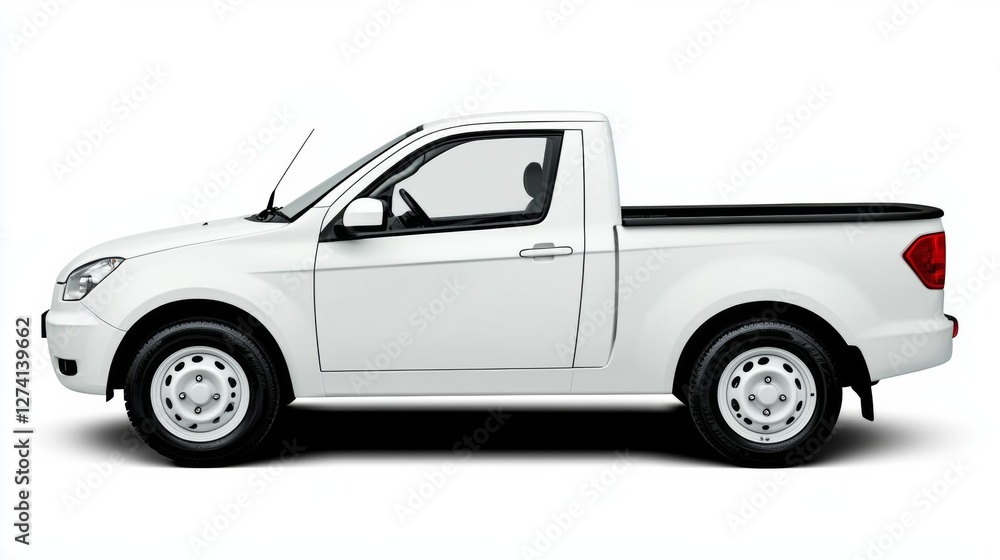 minimal photostock of a side view of white pick up truck on white background great for mockup and concepts minimal photostock of a side view of white pick up truck on white background great for mockup and concepts