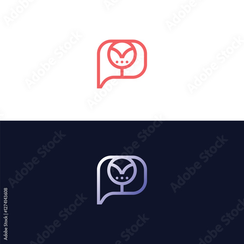 tulip chat logo vector