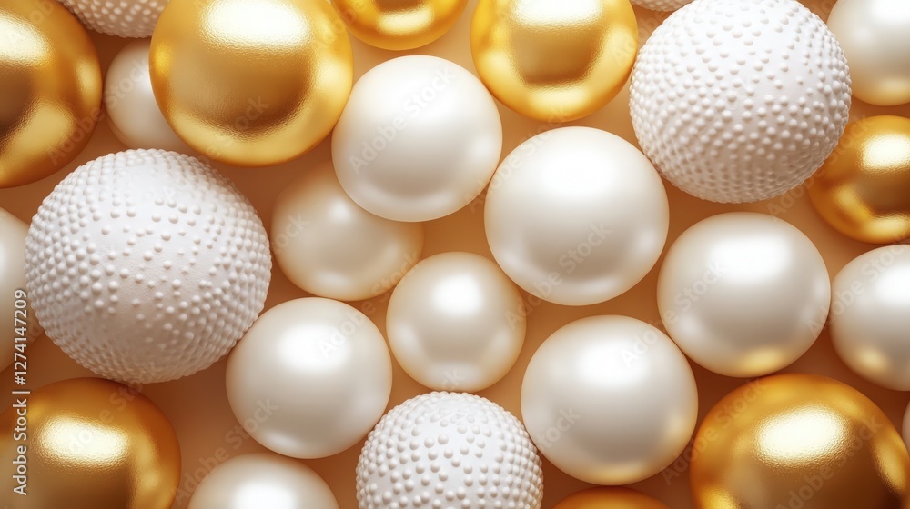 A luxury background featuring 3D white and gold spheres, creating an elegant and modern abstract design. Ideal for branding, product packaging, website banners, luxury promotions A luxury background featuring 3D white and gold spheres, creating an elegant and modern abstract design. Ideal for branding, product packaging, website banners, luxury promotions