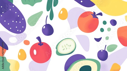 Colorful fresh vegetables and fruits, healthy food banner