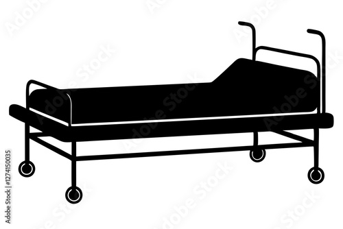 Medical bed silhouette on white background