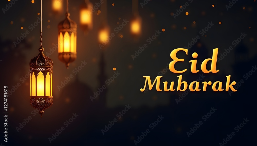 Naklejka premium Eid Mubarak social media banner, poster and background, greeting card design, decorative background