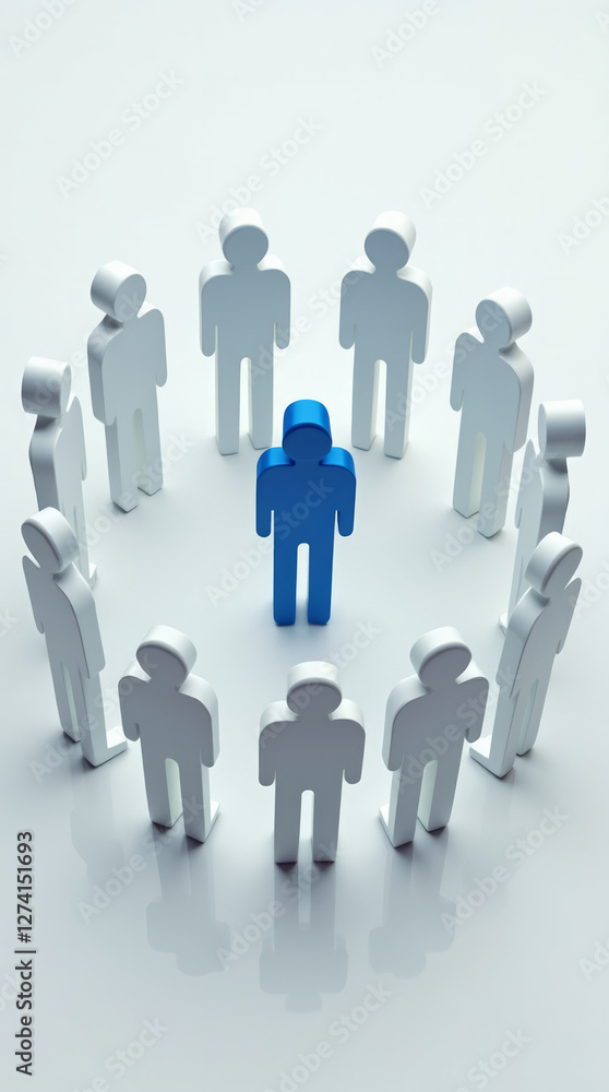 Blue Humanoid Figure in the Center of a Circle Symbolizing Trust and Stability Blue Humanoid Figure in the Center of a Circle Symbolizing Trust and Stability