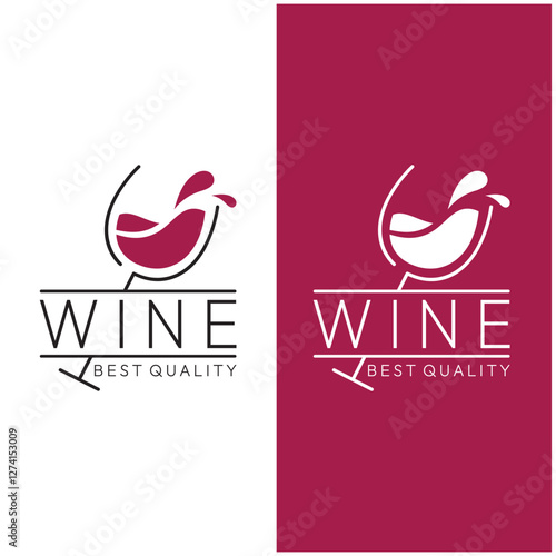 Wine logo with wine glasses and bottles.for night clubs,bars,cafe and wine shops.