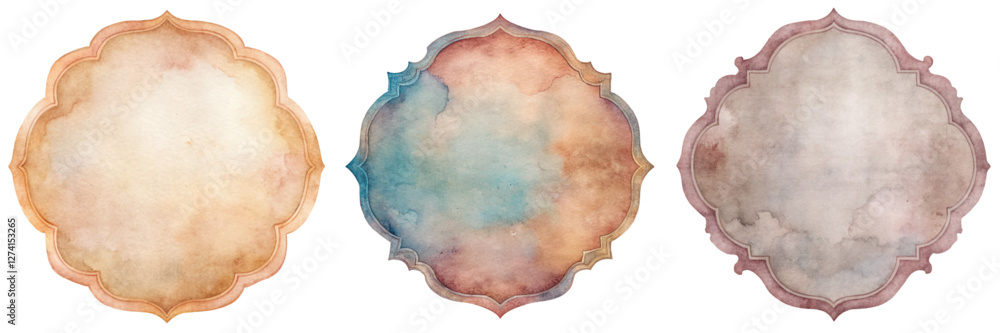 Fototapeta premium watercolor frames, decorative shapes, soft pastel colors, elegant design, artistic backgrounds, versatile templates
