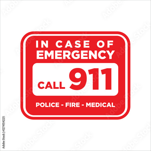 Emergency Call label. SOS emergency call. 911 calling. Hotline concept.