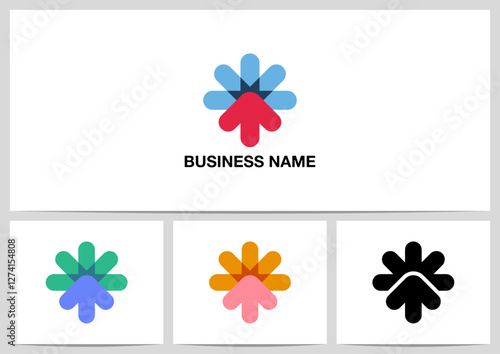 Asterisk Cursor Up Arrow Geometric Logo Design