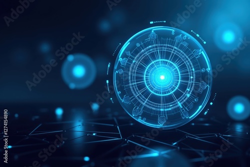 Wallpaper Mural A Futuristic Abstract Representation of a Glowing Blue Digital Sphere Surrounded by Geometric Patterns and Light Effects in a Dark Environment Torontodigital.ca